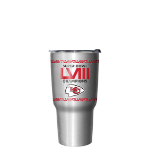 Kansas City Chiefs NFL Super Bowl LVIII Champions Silver Diamond 27 oz Stainless Steel Tumbler