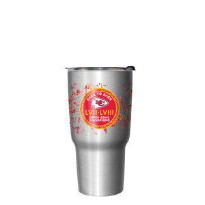 Kansas City Chiefs NFL Super Bowl LVIII Champions Silver Marble 27 oz Stainless Steel Tumbler