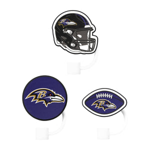 Baltimore Ravens NFL 3 Pack Primary Logo Straw Toppers