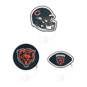 Chicago Bears NFL 3 Pack Primary Logo Straw Toppers