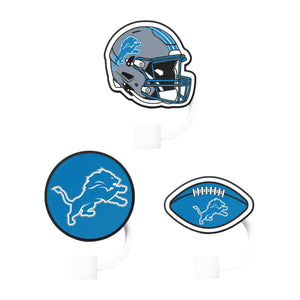 Detroit Lions NFL 3 Pack Primary Logo Straw Toppers