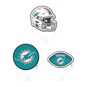 Miami Dolphins NFL 3 Pack Primary Logo Straw Toppers
