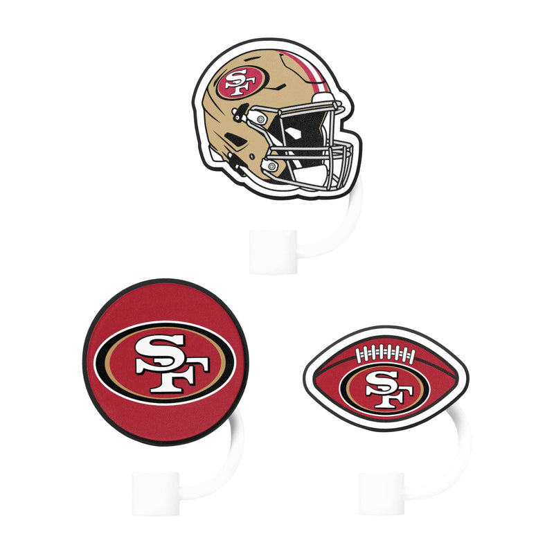 49ers football helmet set San Francisco 49ers NFL 3 Pack Primary Logo Straw Toppers