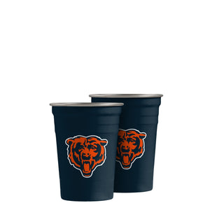 Chicago Bears NFL 2 Pack Reusable Stainless Steel 16 oz Tumbler Cup