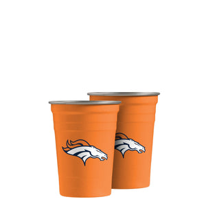 Denver Broncos NFL 2 Pack Reusable Stainless Steel 16 oz Tumbler Cup