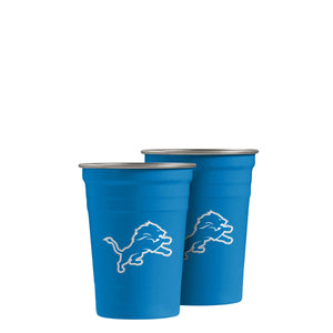 Detroit Lions NFL 2 Pack Reusable Stainless Steel 16 oz Tumbler Cup