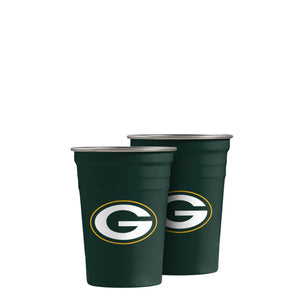 Green Bay Packers NFL 2 Pack Reusable Stainless Steel 16 oz Tumbler Cup