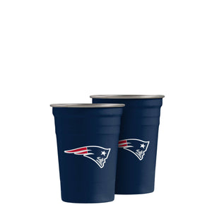 New England Patriots NFL 2 Pack Reusable Stainless Steel 16 oz Tumbler Cup