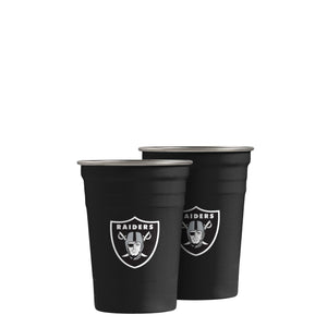 Las Vegas Raiders NFL 2 Pack Reusable Stainless Steel 16 oz Tumbler Cup