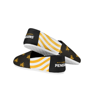 Pittsburgh Penguins NHL Womens Stripe Canvas Slip On Shoes