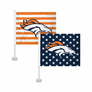 Denver Broncos NFL 2 Pack Solid Americana Car Flag