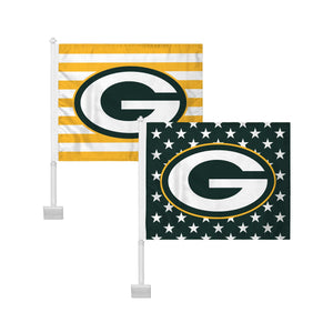 Green Bay Packers NFL 2 Pack Solid Americana Car Flag