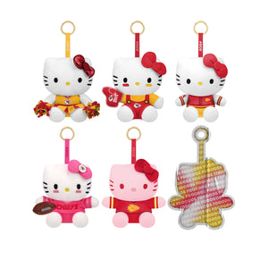 Kansas City Chiefs NFL Hello Kitty® FOOCOOS Plush Bag Charm Keychain Blind Box Series 1 (PREORDER - SHIPS LATE SEPTEMBER)