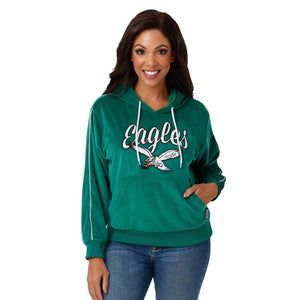 Philadelphia Eagles NFL Womens Kelly Green Velour Hooded Sweatshirt
