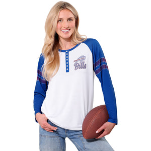 Buffalo Bills NFL Rhinestone Long Sleeve Henley