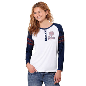 Chicago Bears NFL Womens Rhinestone Long Sleeve Henley