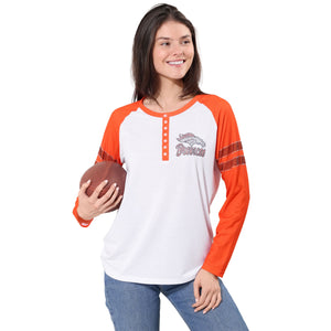 Denver Broncos NFL Rhinestone Long Sleeve Henley