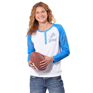 Detroit Lions NFL Rhinestone Long Sleeve Henley