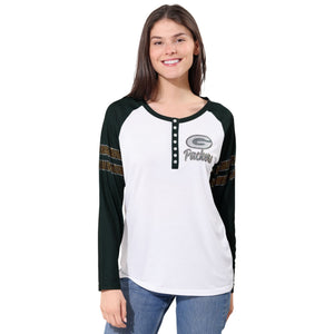 Green Bay Packers NFL Rhinestone Long Sleeve Henley
