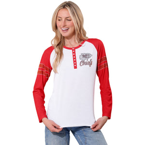 Kansas City Chiefs NFL Rhinestone Long Sleeve Henley
