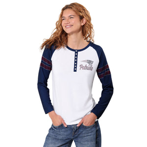 New England Patriots NFL Rhinestone Long Sleeve Henley