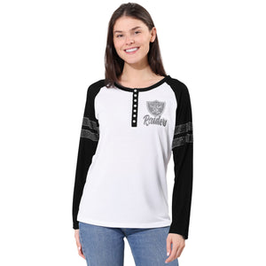 Las Vegas Raiders NFL Rhinestone Long Sleeve Henley
