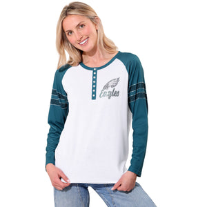 Philadelphia Eagles NFL Rhinestone Long Sleeve Henley