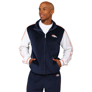Denver Broncos NFL Two Tone Velour Zip Up Top