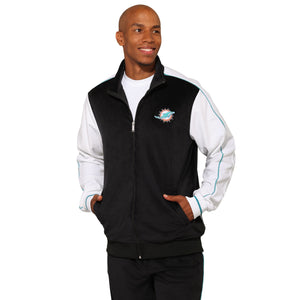 Miami Dolphins NFL Two Tone Velour Zip Up Top