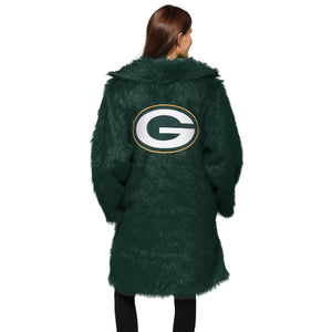 Green Bay Packers NFL Faux Fur Long Jacket (PREORDER - SHIPS LATE NOVEMBER)