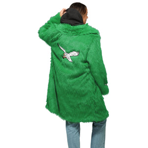 Philadelphia Eagles NFL Kelly Green Faux Fur Long Jacket (PREORDER - SHIPS EARLY DECEMBER)