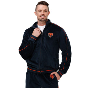 Chicago Bears NFL Mens Velour Zip Up Top