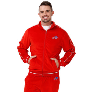 Buffalo Bills NFL Mens Red Velour Zip Up Top