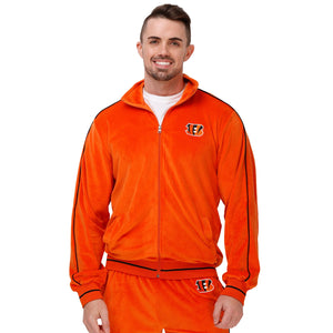 Cincinnati Bengals NFL Mens Orange Velour Zip Up Top