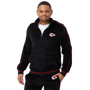Kansas City Chiefs NFL Mens Black Velour Zip Up Top