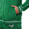 Philadelphia Eagles NFL Mens Kelly Green Velour Zip Up Top (PREORDER - SHIPS LATE SEPTEMBER)