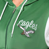 Philadelphia Eagles NFL Womens Kelly Green Two Tone Velour Zip Up Top (PREORDER - SHIPS EARLY OCTOBER)