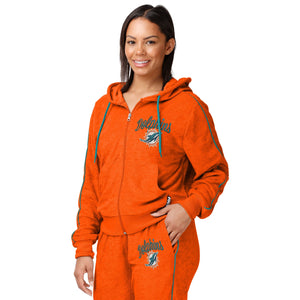 Miami Dolphins NFL Womens Terry Knit Zip Up Top