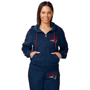 New England Patriots NFL Womens Terry Knit Zip Up Top
