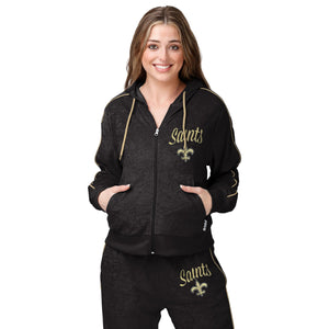 New Orleans Saints NFL Womens Terry Knit Zip Up Top