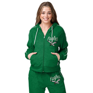 Philadelphia Eagles Kelly Green NFL Womens Terry Knit Zip Up Top
