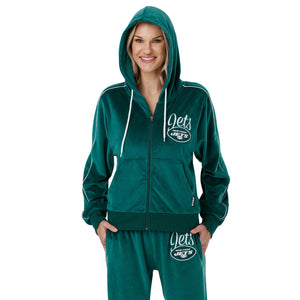 New York Jets NFL 2019 Retro Womens Velour Zip Up Top