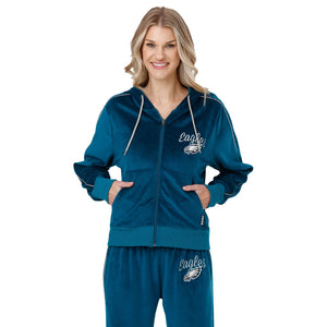 Philadelphia Eagles NFL Womens Velour Zip Up Top