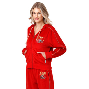 San Francisco 49ers NFL Womens Velour Zip Up Top