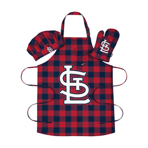 St Louis Cardinals MLB Plaid Chef Set