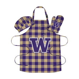Washington Huskies NCAA Plaid Chef Set