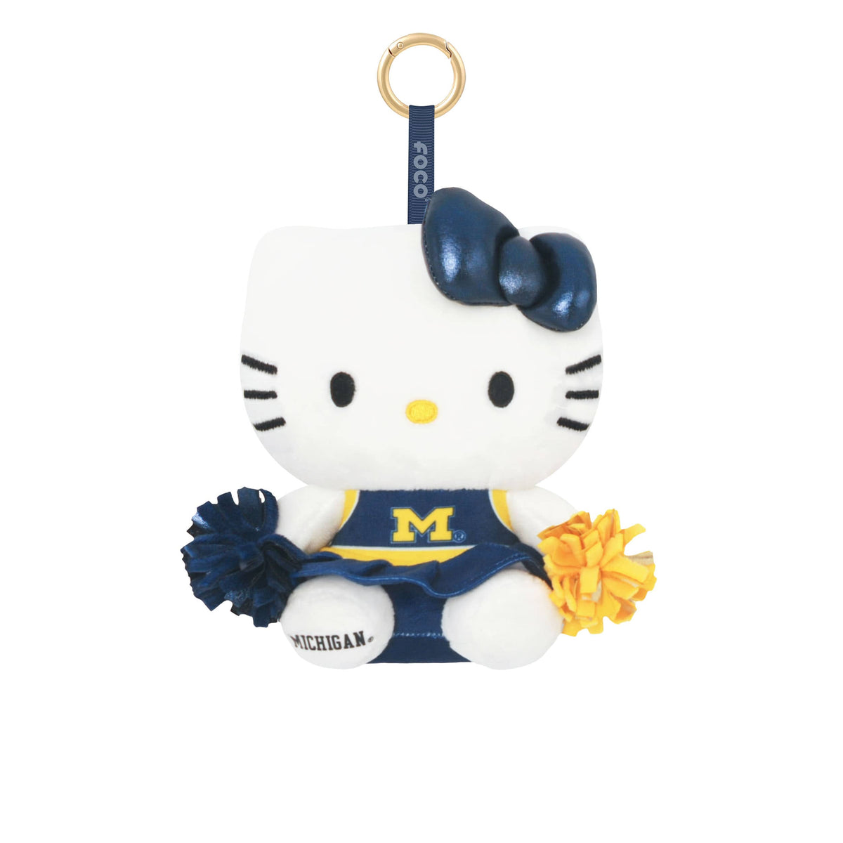 Michigan Wolverines NCAA Plush Hello Kitty® Cheerleader Bag Charm Keyc