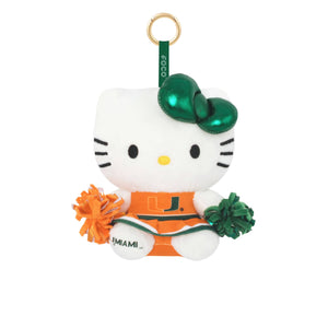 Miami Hurricanes NCAA Plush Hello Kitty® Cheerleader Bag Charm Keychain (PREORDER - SHIPS LATE OCTOBER)