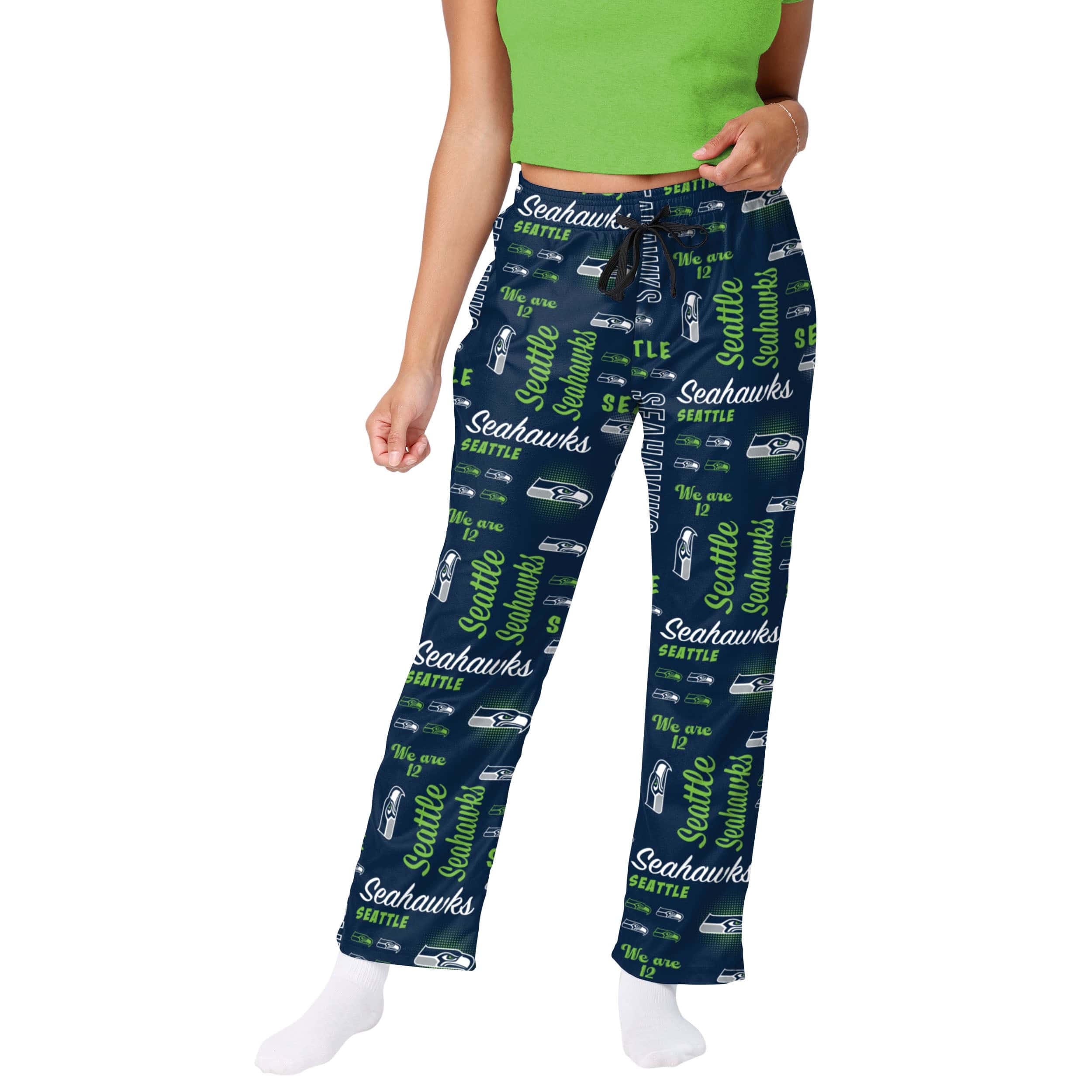 Seattle Seahawks NFL Womens Repeat Logo Print Polyester Sleepwear Pant