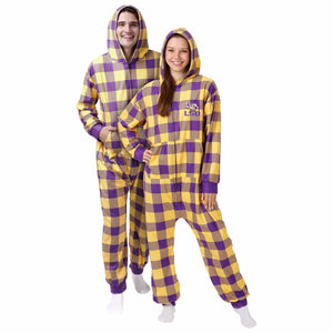 LSU Tigers NCAA Plaid One Piece Pajamas